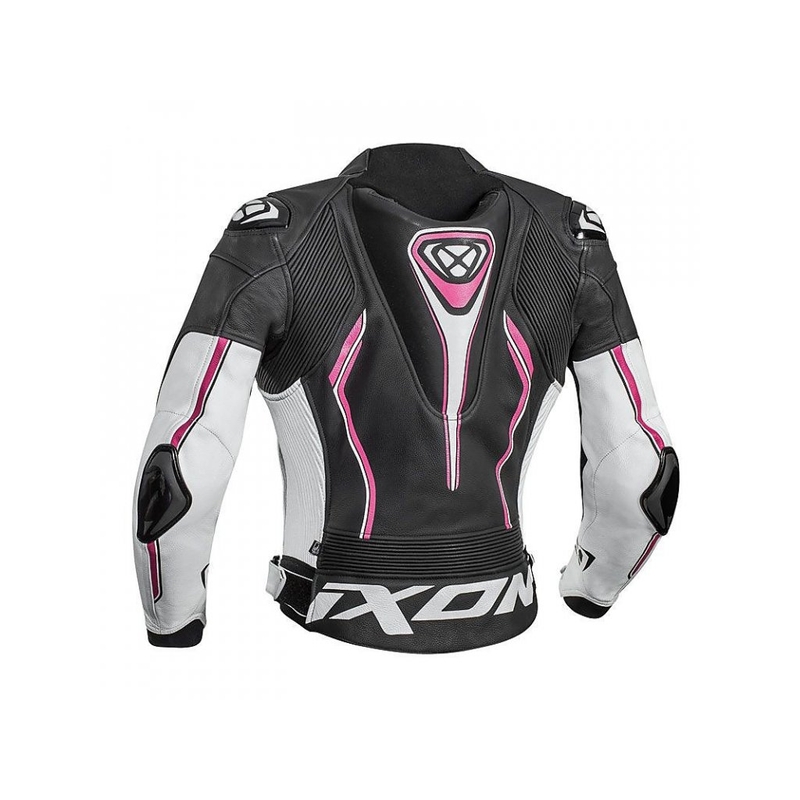 Ženska motoristička jakna IXON Vortex crno-bijelo-roza rasprodaja