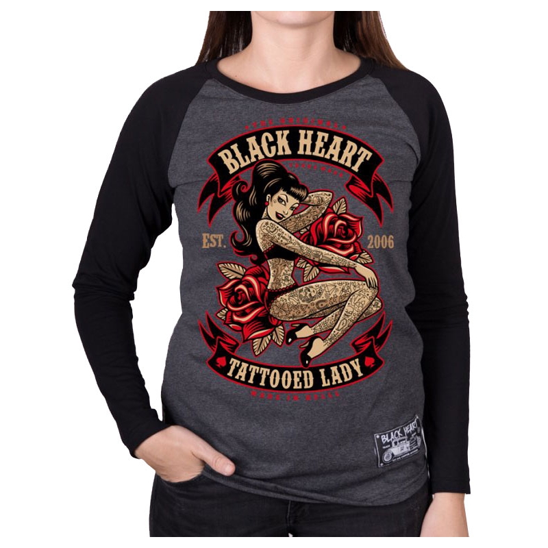 Ženska majica Black Heart Tattooed Lady crno-siva