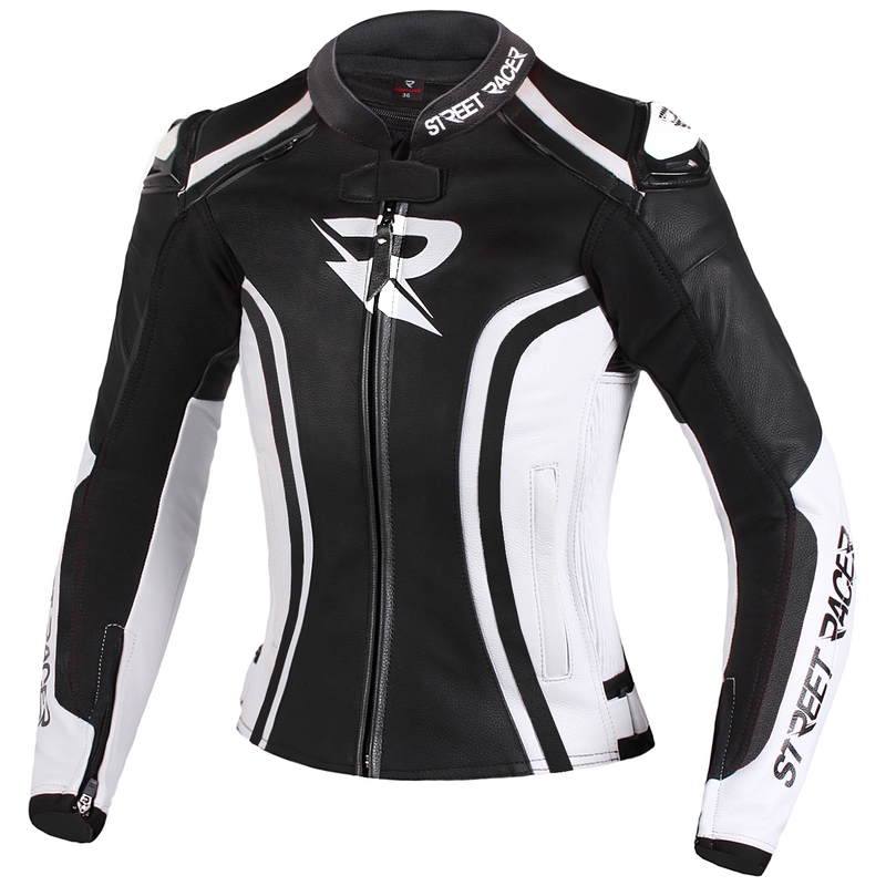 Ženska motoristička jakna Street Racer Electra crno-bijela - II. kvaliteta