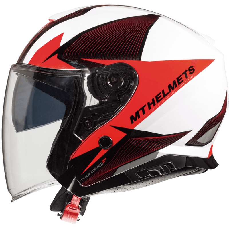 Otvorena motociklistička kaciga MT Thunder 3 SV Wing crno-bijelo-crvena - II. kvaliteta