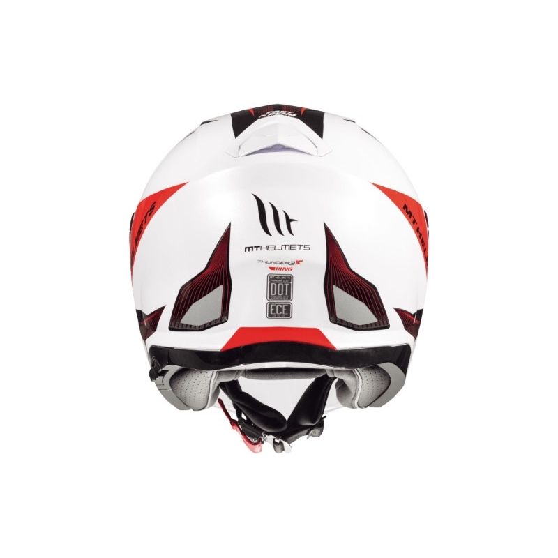 Otvorena motociklistička kaciga MT Thunder 3 SV Wing crno-bijelo-crvena - II. kvaliteta