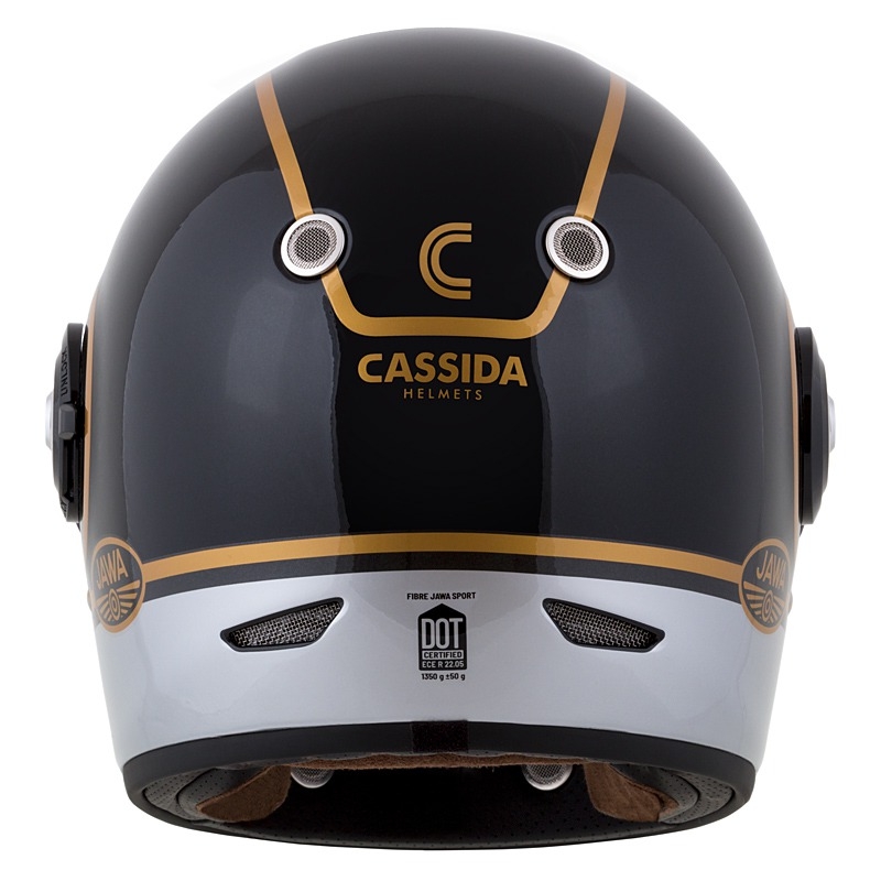 Integralna moto kaciga Cassida Fiber Jawa Sport crna-srebrna-zlatna