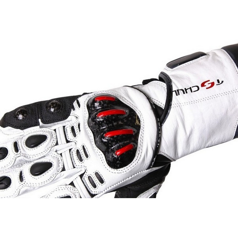 Motorističke rukavice Tschul 270 bijele-crne rasprodaja