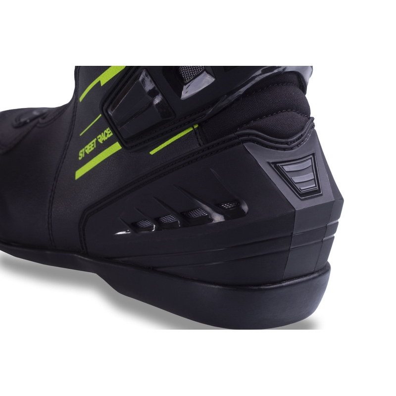 Crno-fluo žute motociklističke čizme Street Racer Grid