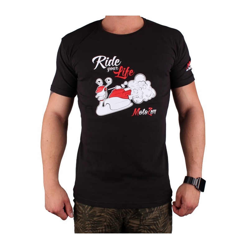 Majica s motivom MotoZem Ride your life crna
