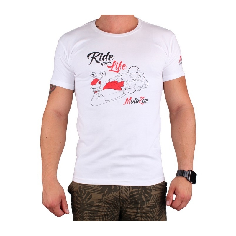 Majica s MotoZem motivom Ride your life bijela rasprodaja