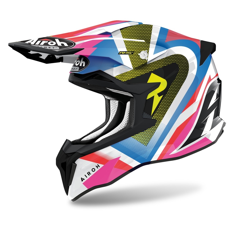 Airoh Strycker View 2022 motocross kaciga plavo-ružičasto-bijela sjajna