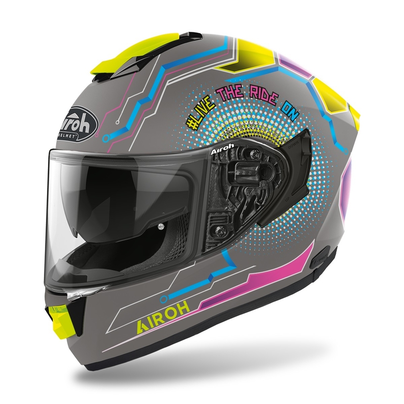 Motociklistička kaciga s punim licem Airoh ST.501 Power 2022 Siva-Plava-Pink-Fluo Žuta Mat rasprodaja