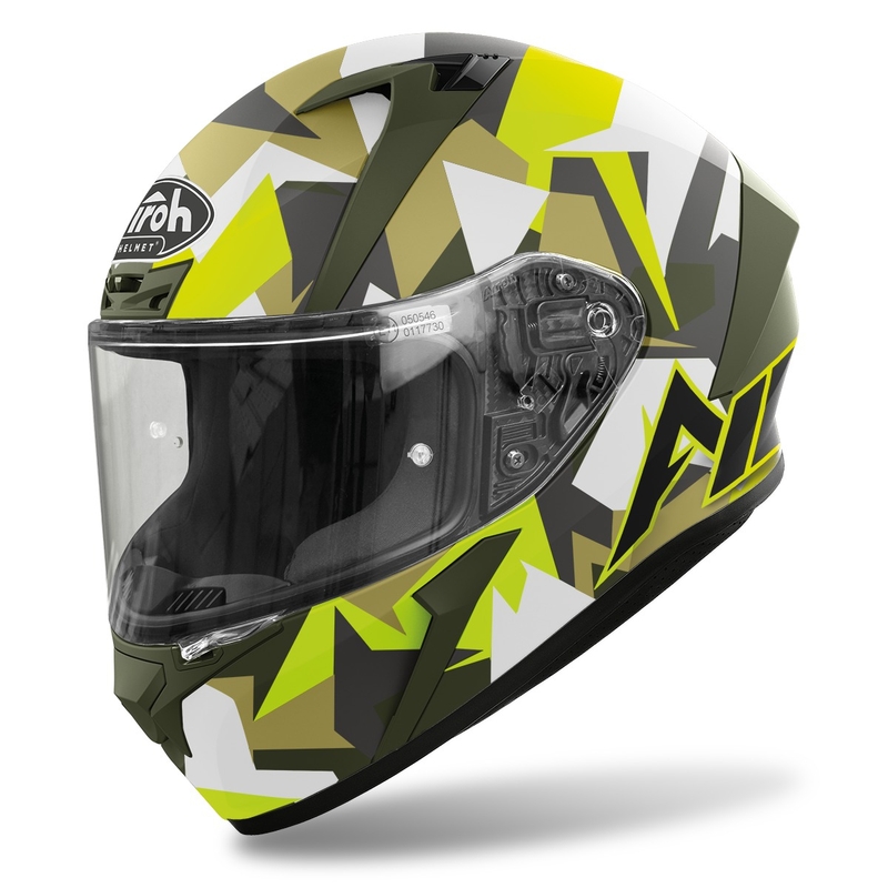 Integralna motociklistička kaciga Airoh Valor Army 2022 bijela-kaki-fluo zelena