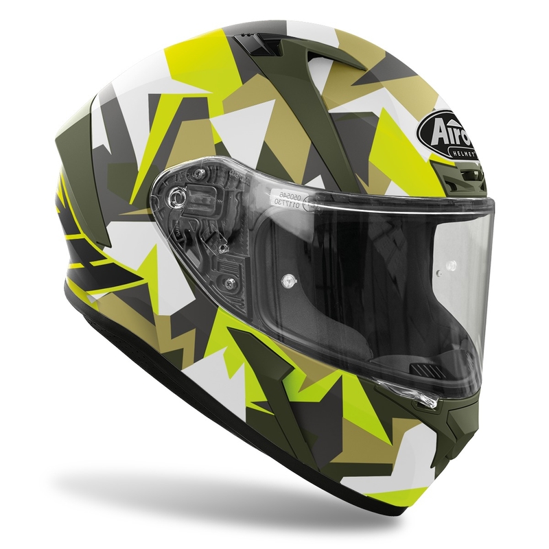 Integralna motociklistička kaciga Airoh Valor Army 2022 bijela-kaki-fluo zelena