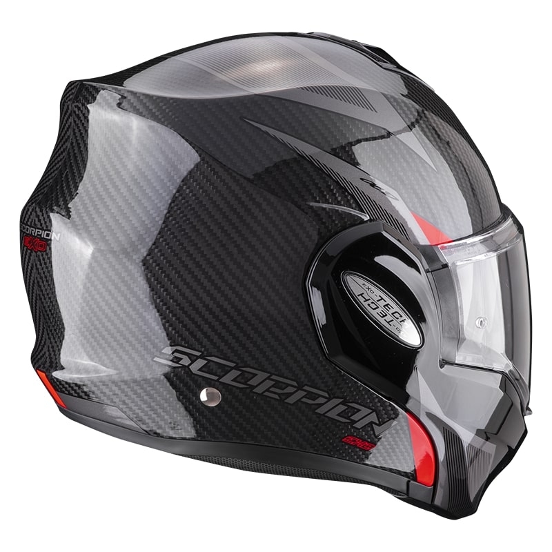 Preklopna kaciga Scorpion EXO-TECH Carbon Top crno-crvena