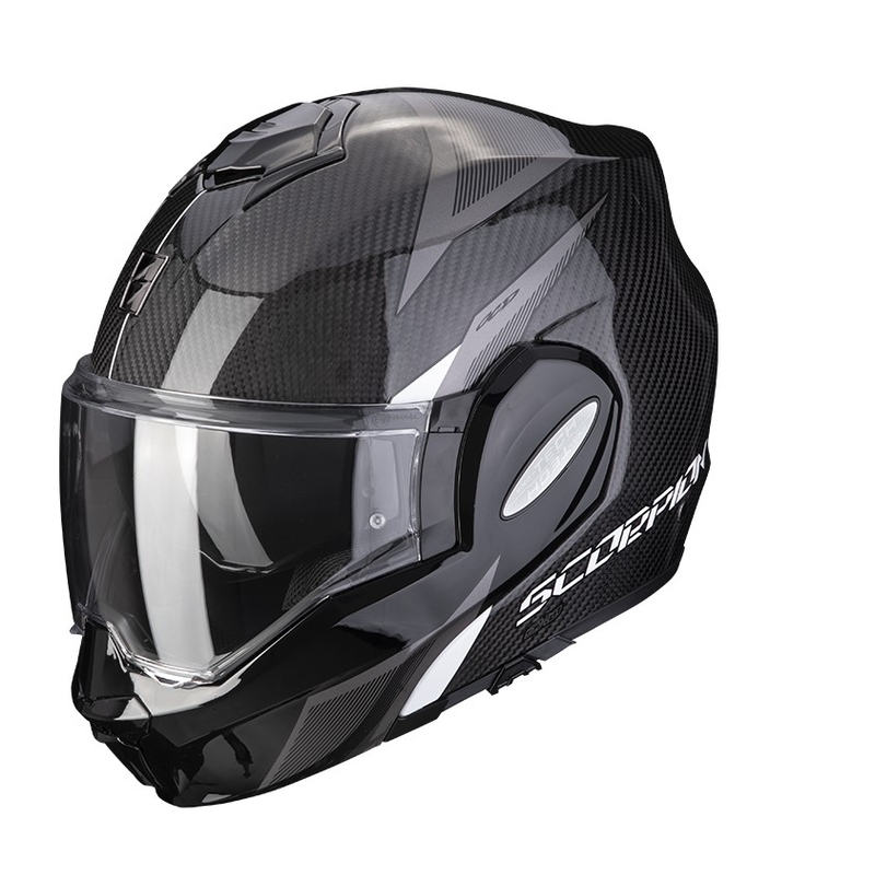 Preklopna kaciga Scorpion EXO-TECH Carbon Top crno-bijela