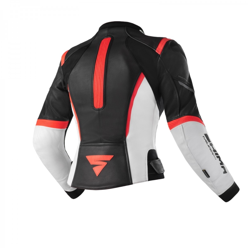 Ženska motoristička jakna Shima Miura 2.0 crno-bijela-fluo crvena