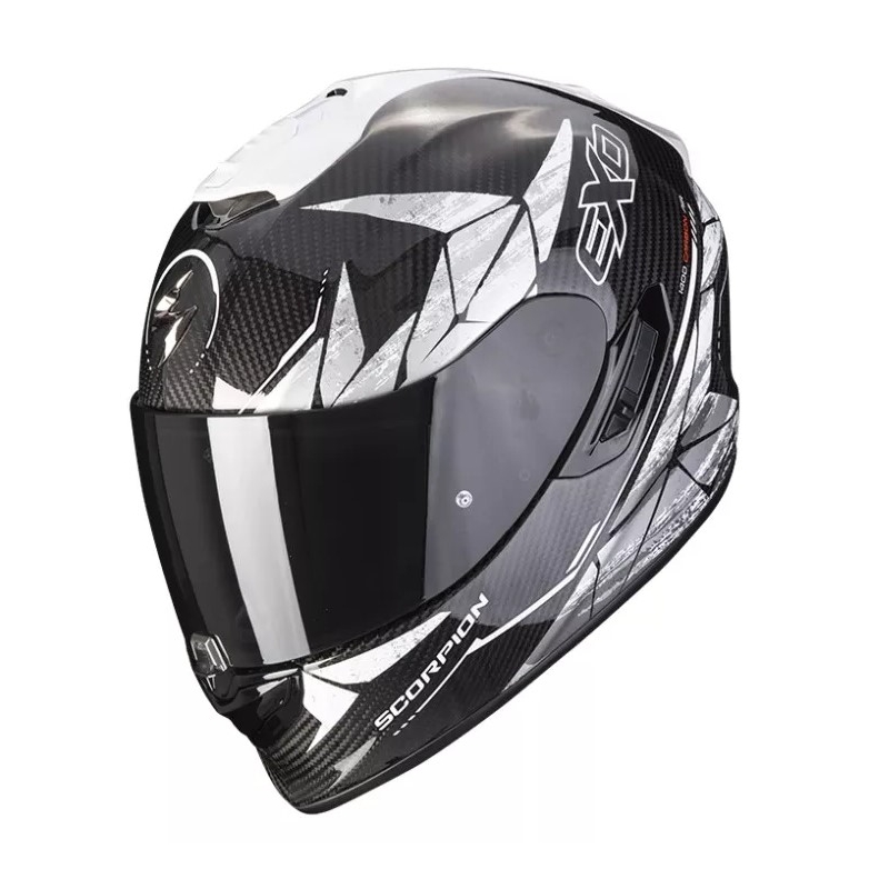 Integralna motociklistička kaciga Scorpion EXO-1400 Carbon Air Aranea crno-bijela