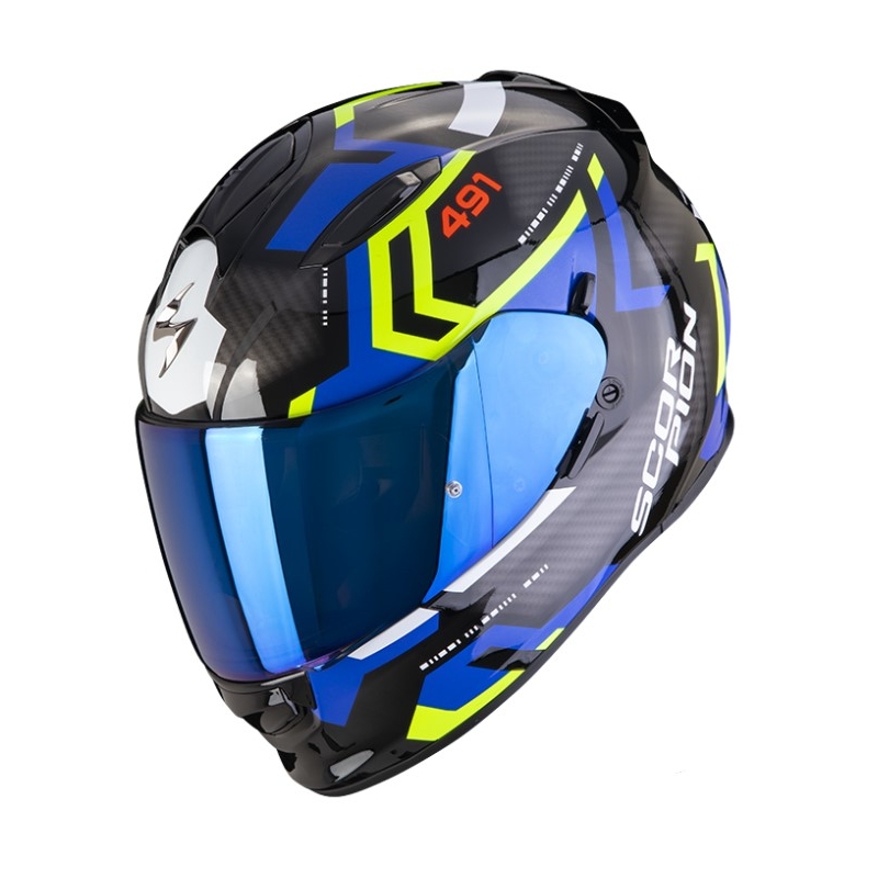 Integralna motociklistička kaciga SCORPION EXO-491 SPIN crna-plava-fluo žuta rasprodaja