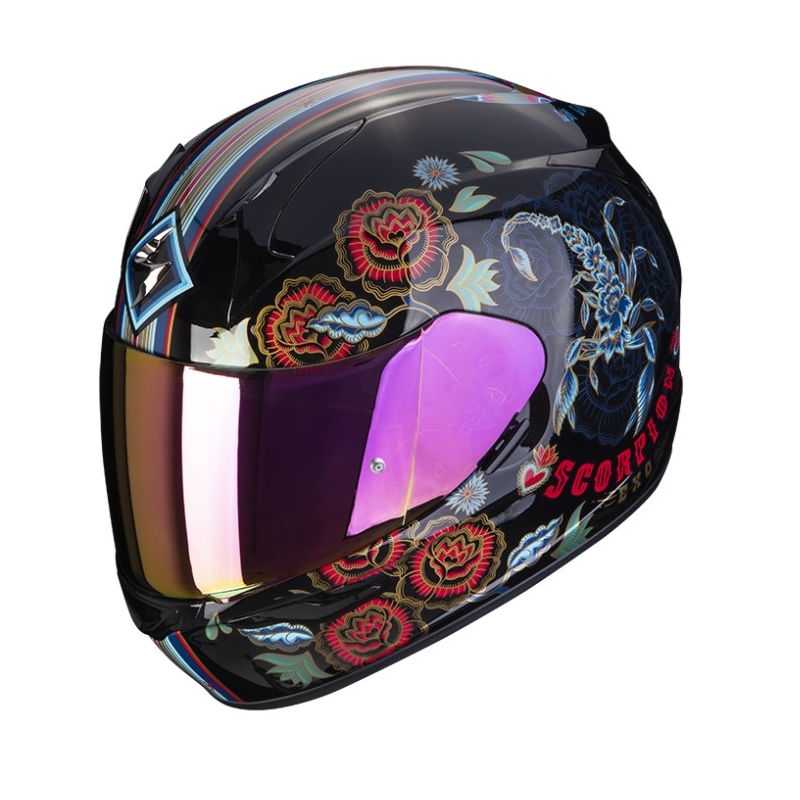 Integralna motociklistička kaciga SCORPION EXO-390 CHICA II crna-plava-roza