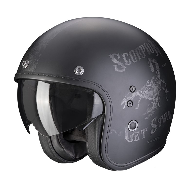 SCORPION BELFAST EVO PIQUE mat crna/srebrna otvorena kaciga rasprodaja