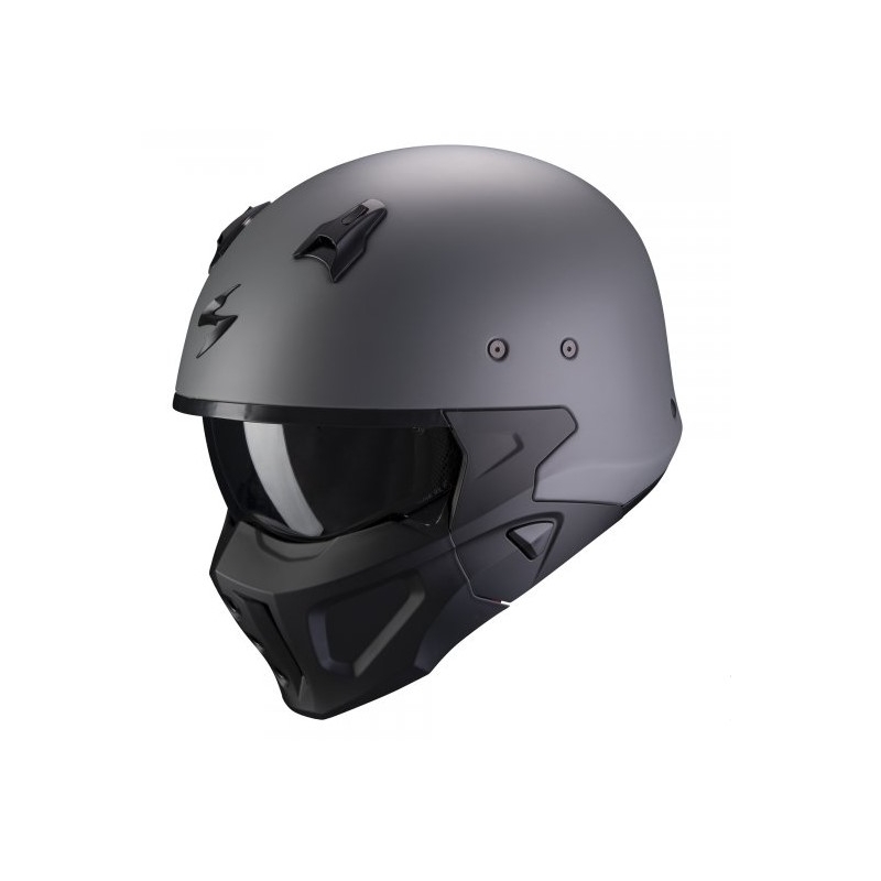 Otvorena kaciga s maskom SCORPION COVERT-X jednobojna mat cementno siva