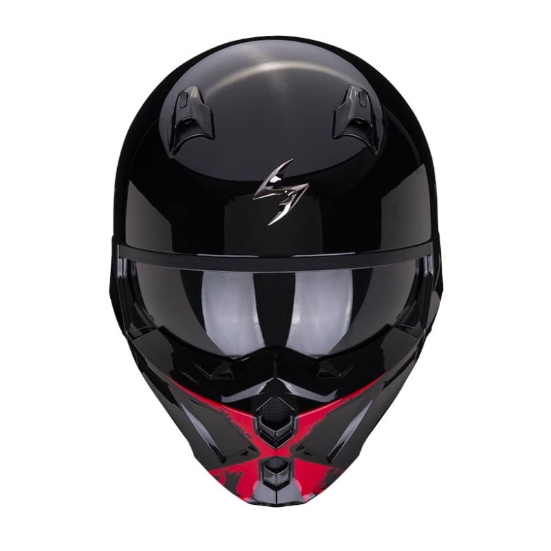 Otvorena kaciga s maskom SCORPION COVERT-X TANKER crno-crvena