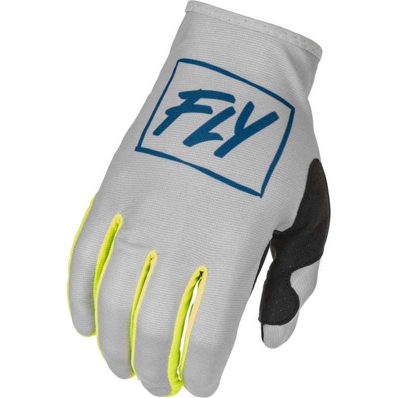 Motocross rukavice FLY Racing Lite 2022 sivo-plave-fluo žute