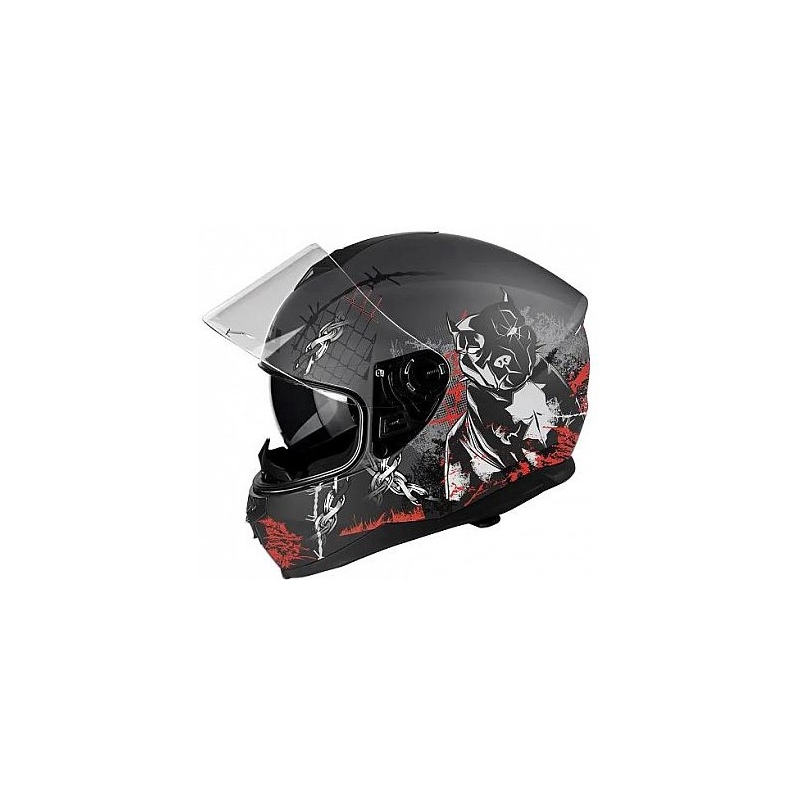 Integralna motociklistička kaciga Lazer FH3 Pitbull 3 crno-crveno-bijela