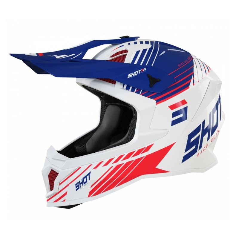 Motocross kaciga Shot Lite Fury bijelo-plavo-crvena