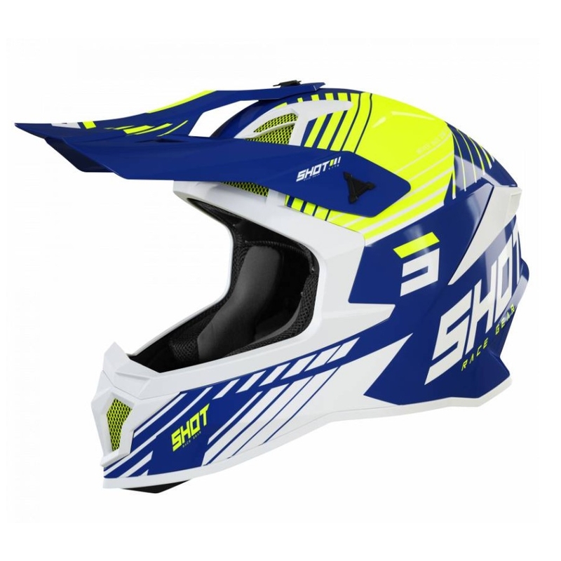 Shot Lite Fury Motocross Kaciga Bijela-Plava-Fluo Žuta rasprodaja