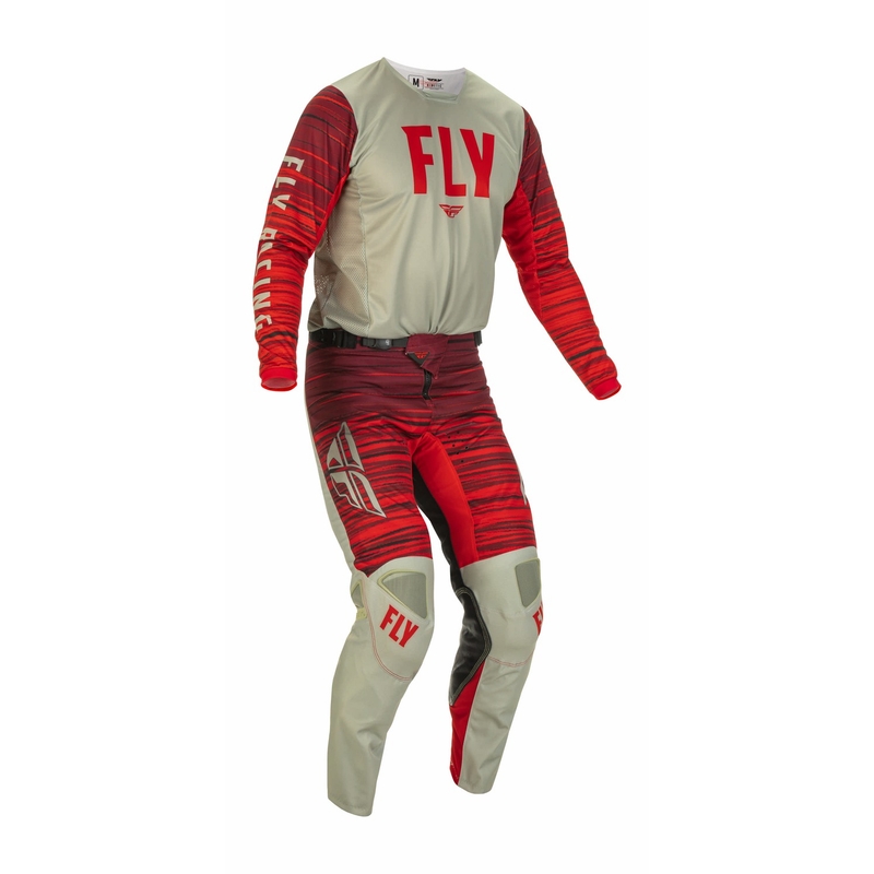 Motocross hlače FLY Racing Kinetic Wawe 2022 sivo-crvene