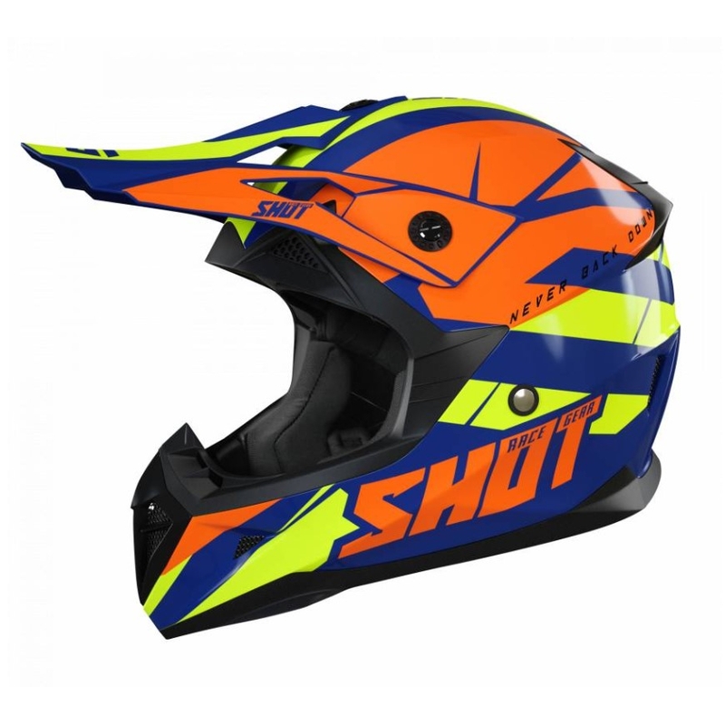 Motocross kaciga Shot Pulse Revenge narančasto-plava-fluo žuta