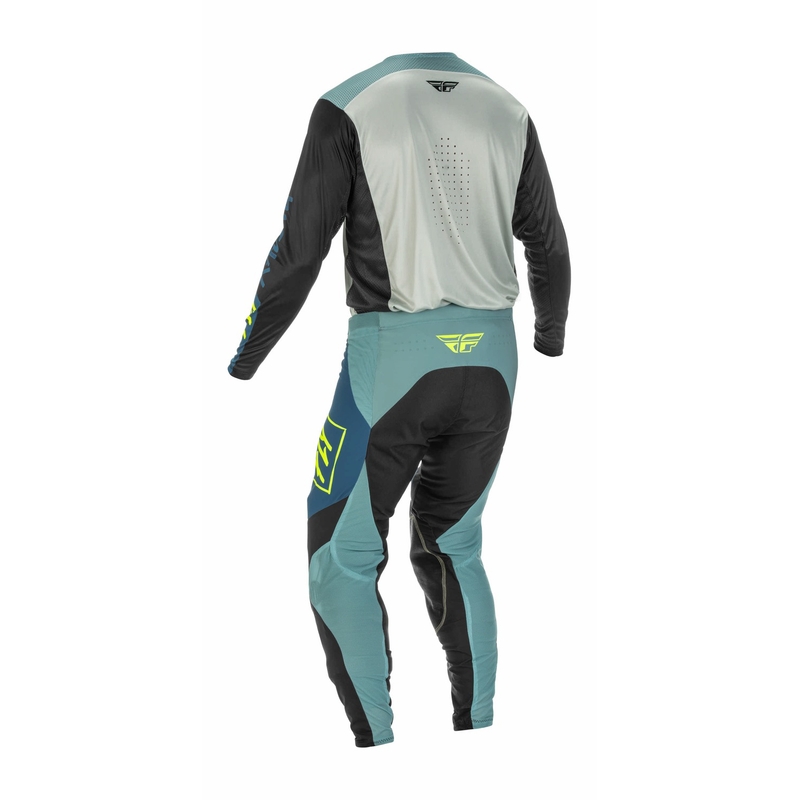 FLY Racing Lite 2022 sivo-tirkizne hi-vis motokros hlače