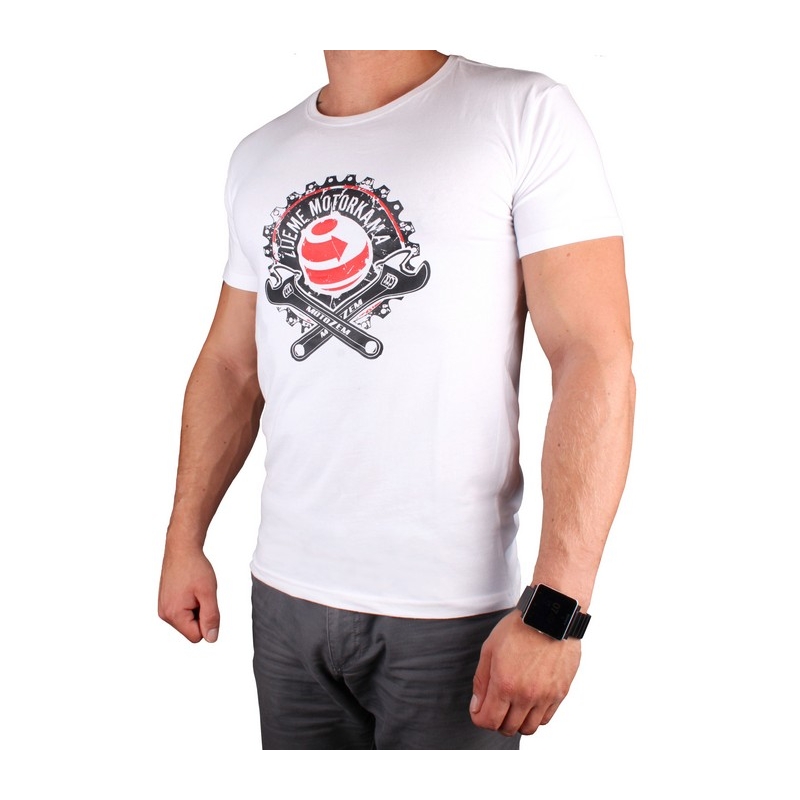 Majica s MotoZem motivom Živimo od motora bijela