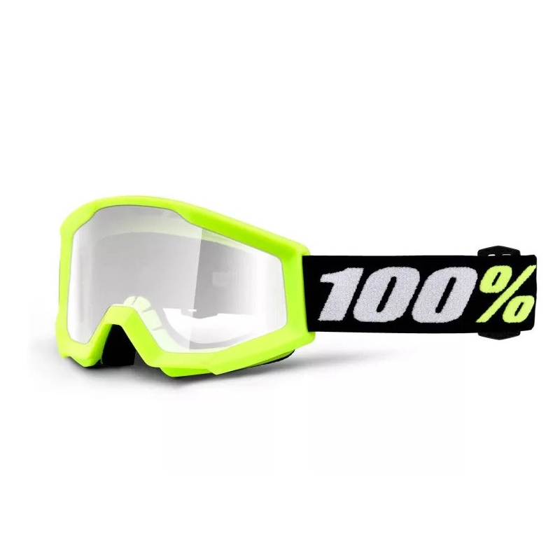 Dječje naočale za motocross 100% Strata Mini Fluo Yellow (prozirni pleksiglas)