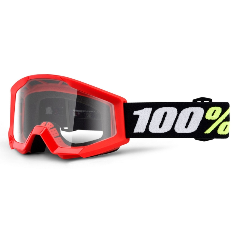 Dječje naočale za motocross 100% Strata Mini Gron crvene (prozirni pleksiglas)