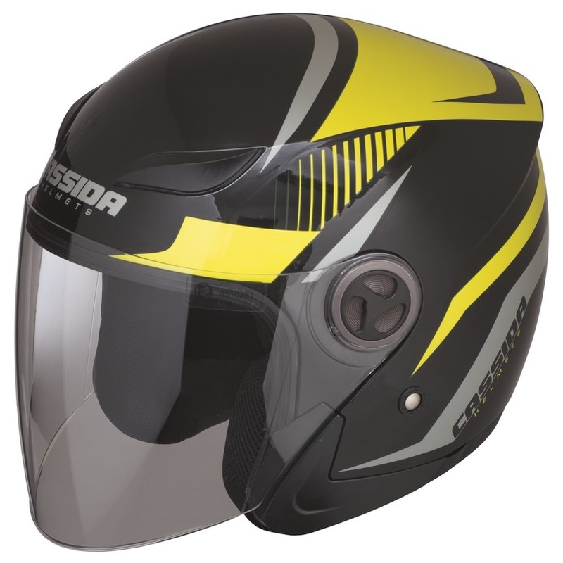 Otvorena motociklistička kaciga Cassida Reflex crna-srebrna-fluo žuta