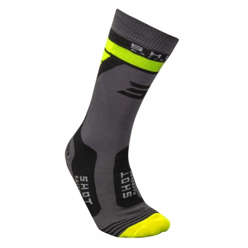 Čarape Shot Race 2.0 sivo-fluo žute