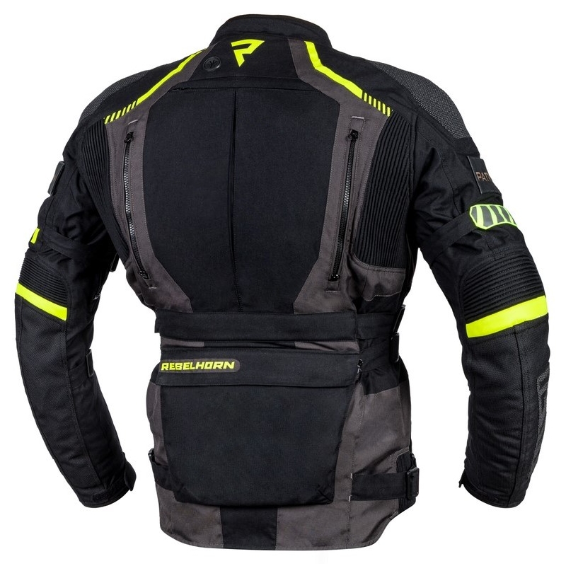 Motociklistička jakna Rebelhorn Patrol crno-siva-fluo žuta