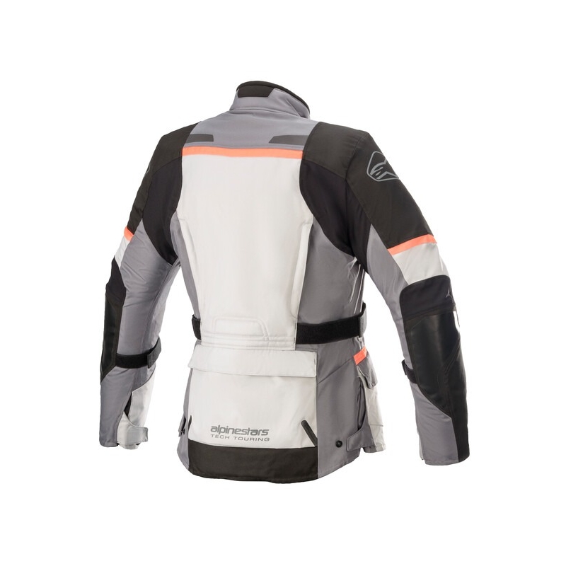 Ženska motoristička jakna Alpinestars Stella Andes Drystar sivo-crna-fluo roza