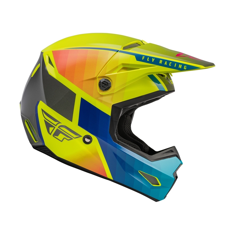 Motocross kaciga FLY Racing Kinetic Drift plavo-fluo žuto-siva