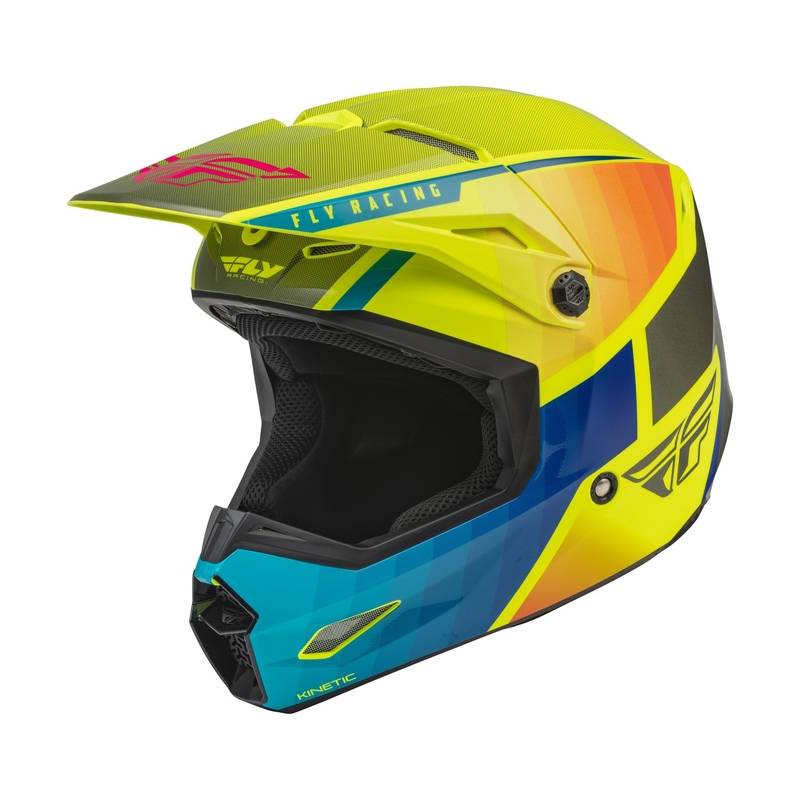 Dječja kaciga za motocross FLY Racing Kinetic Drift plavo-fluo žuto-siva