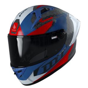 Integralna motociklistička kaciga MT FF103PLUSC KRE+ Carbon Projectile D7 sivo-bijelo-crveno-plava