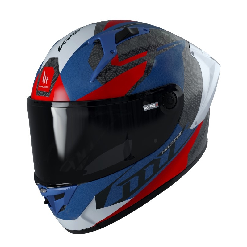 Integralna motociklistička kaciga MT FF103PLUSC KRE+ Carbon Projectile D7 sivo-bijelo-crveno-plava
