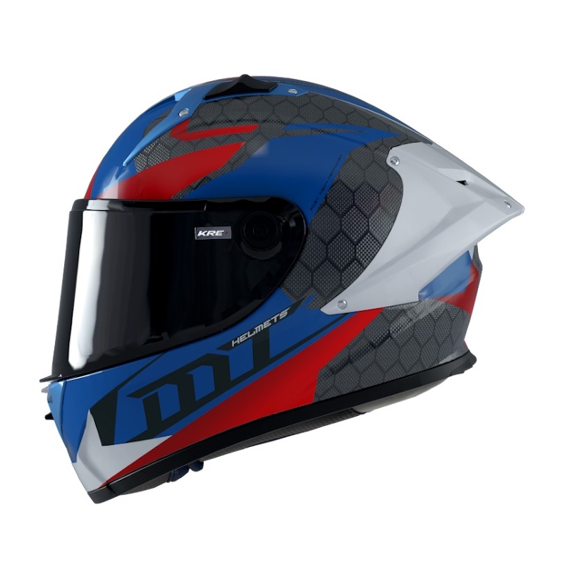 Integralna motociklistička kaciga MT FF103PLUSC KRE+ Carbon Projectile D7 sivo-bijelo-crveno-plava