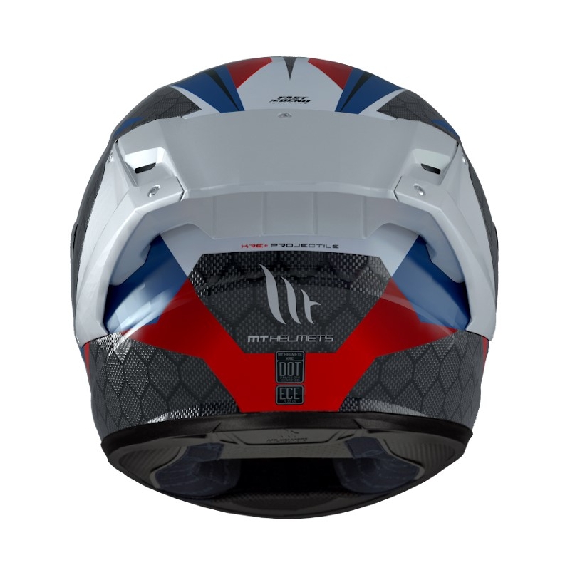 Integralna motociklistička kaciga MT FF103PLUSC KRE+ Carbon Projectile D7 sivo-bijelo-crveno-plava