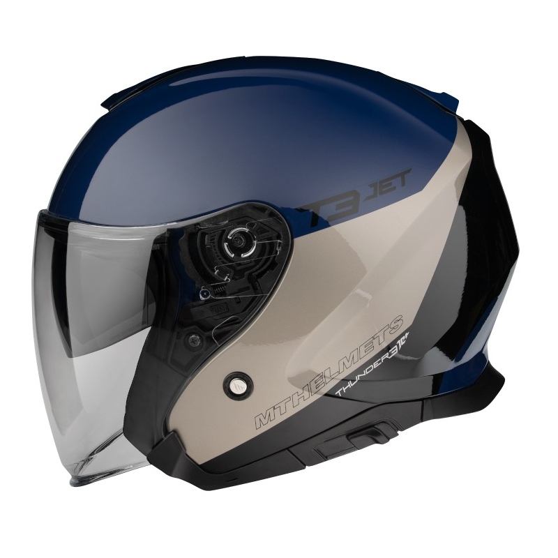 Otvorena motociklistička kaciga MT OF504SV Thunder 3 SV Jet Xpert A17 srebrno-plava