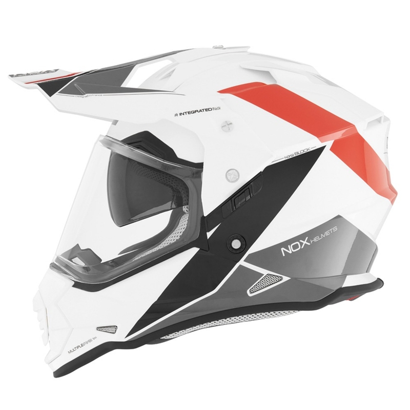 Enduro kaciga NOX N312 BLOCK 2022 sivo-crveno-bijela rasprodaja