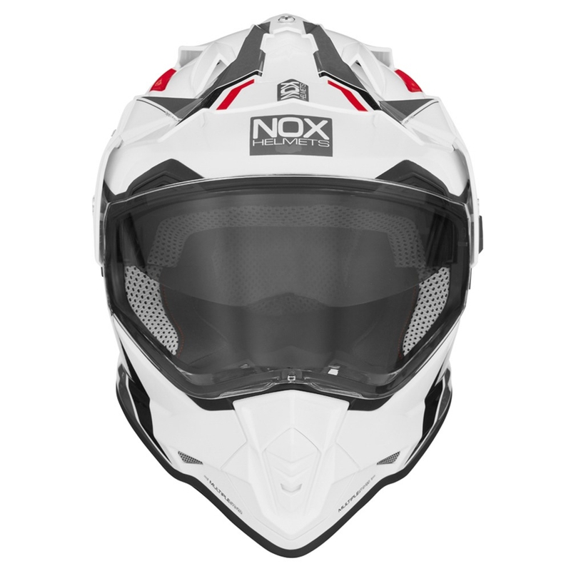 Enduro kaciga NOX N312 BLOCK 2022 sivo-crveno-bijela rasprodaja