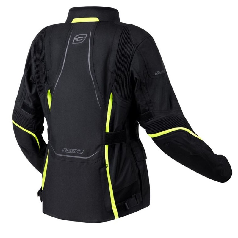 Ženska motoristička jakna Ozone Sahara crno-fluo žuta rasprodaja
