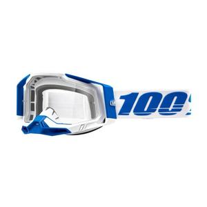 Naočale za motocross 100% RACECRAFT 2 Isola plavo-bijele (prozirni pleksiglas)