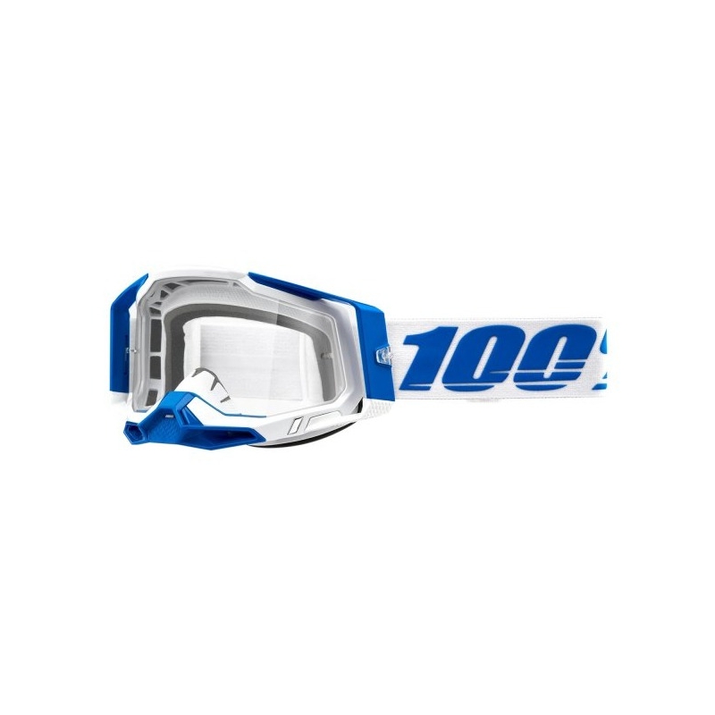 Naočale za motocross 100% RACECRAFT 2 Isola plavo-bijele (prozirni pleksiglas)
