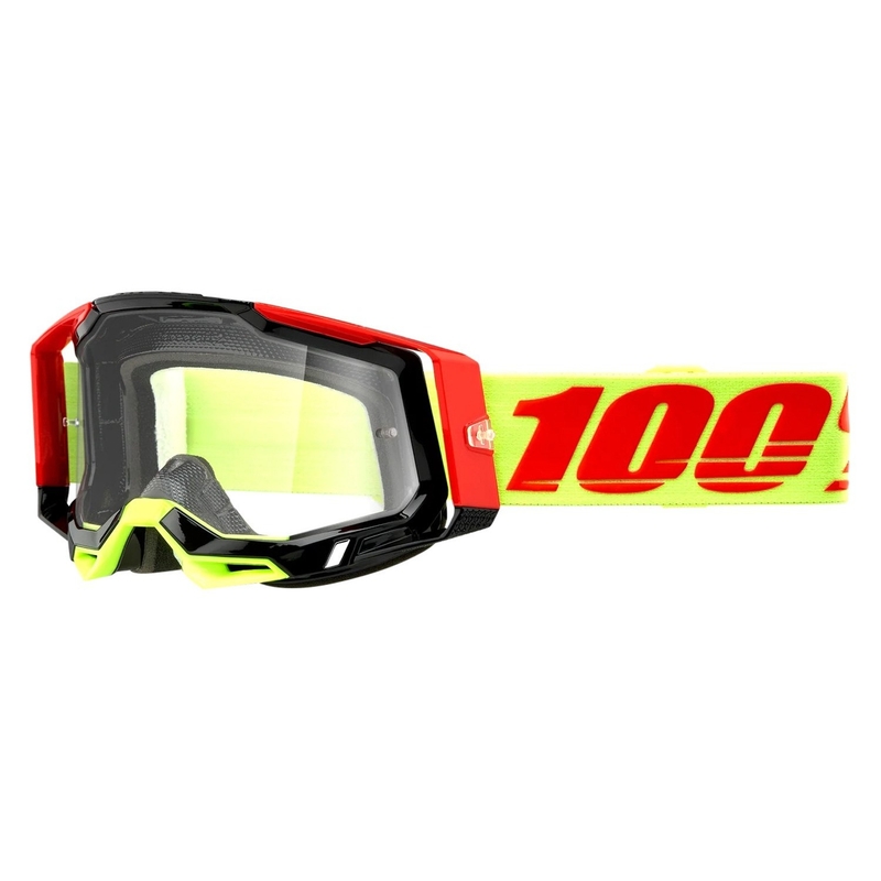 Naočale za motocross 100% RACECRAFT 2 Wiz crveno-žute (prozirni pleksiglas)